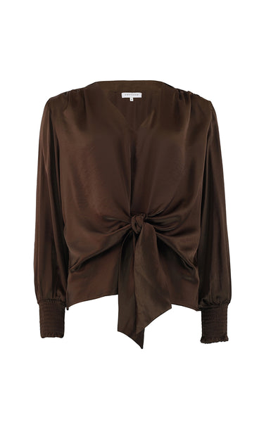 Karina satin blouse - brown
