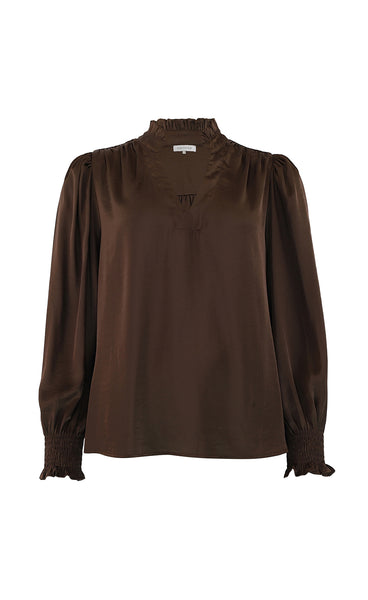 Moe satin blouse - brown