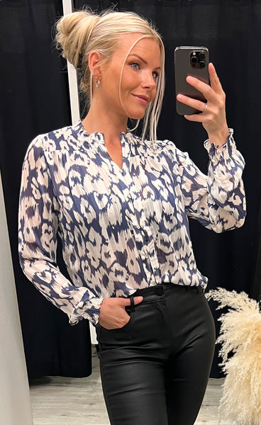 Saga shirt - sapphire leopard