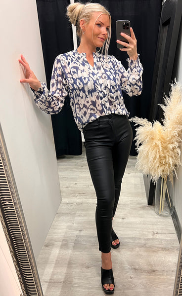 Saga shirt - sapphire leopard