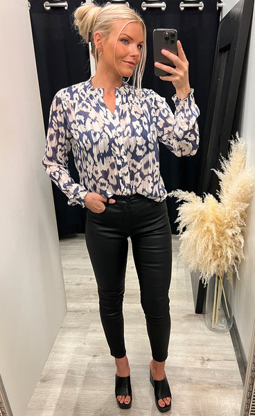 Saga shirt - sapphire leopard