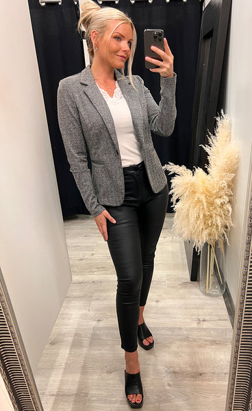 ICHI Kate jacquard blazer 4 - black/white herringbone