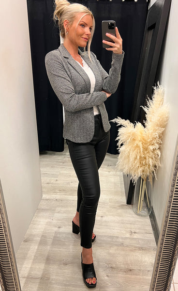 ICHI Kate jacquard blazer 4 - black/white herringbone