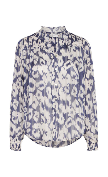 Saga shirt - sapphire leopard