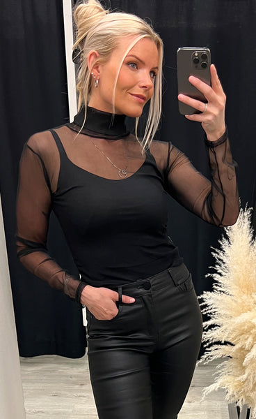 Mila mesh top - black