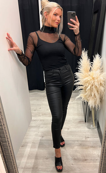 Mila mesh top - black