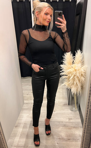 Mila mesh top - black