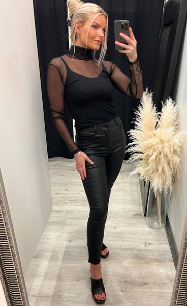 Mila mesh top - black