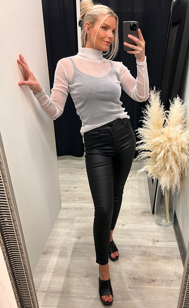 Mila mesh top - white glitter