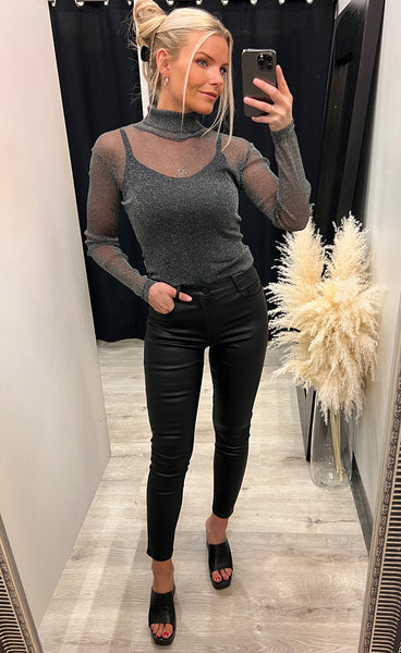 Mila mesh top - grey glitter