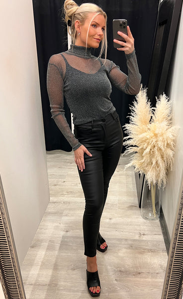 Mila mesh top - grey glitter