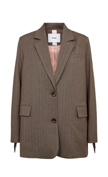 NÜMPH Nulippa fringe blazer - chocolate plum
