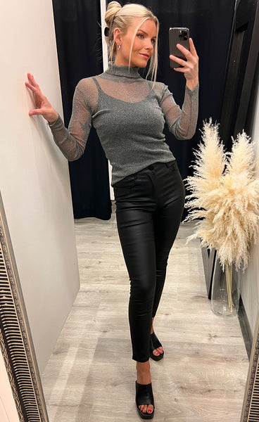 Mila mesh top - light grey glitter