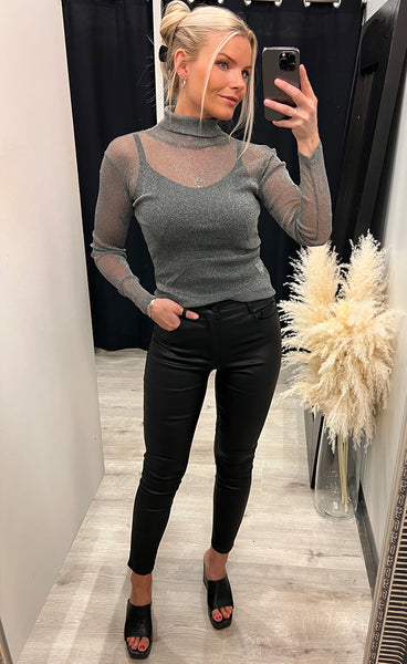 Mila mesh top - light grey glitter