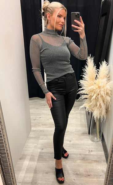 Mila mesh top - light grey glitter