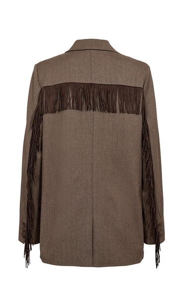 NÜMPH Nulippa fringe blazer - chocolate plum
