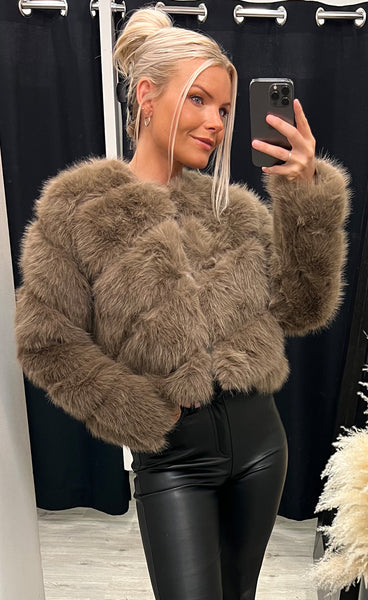 Bianca loðjakki - taupe