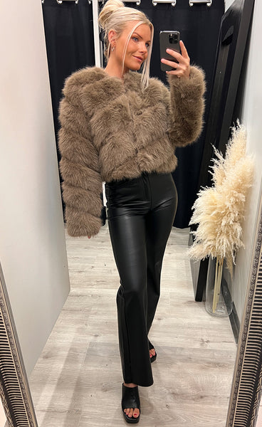 Bianca loðjakki - taupe