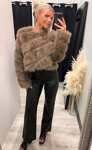 Bianca loðjakki - taupe