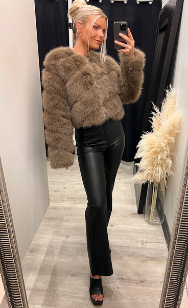 Bianca loðjakki - taupe