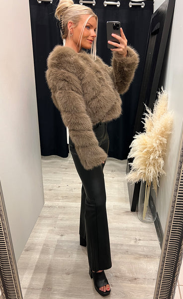 Bianca loðjakki - taupe