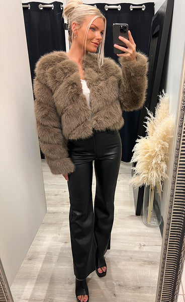 Bianca loðjakki - taupe