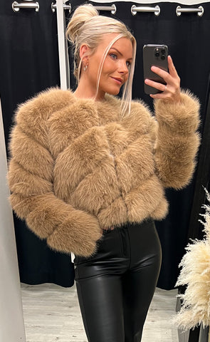 Bianca loðjakki - camel