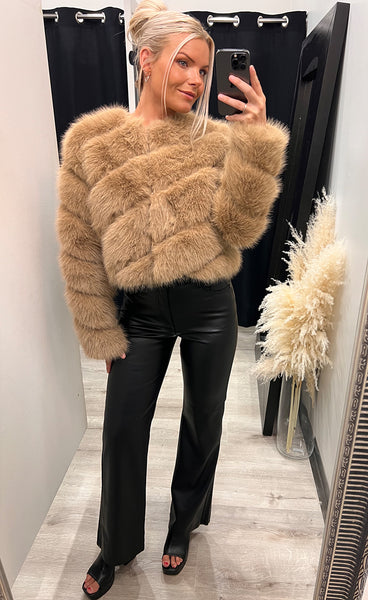 Bianca loðjakki - camel