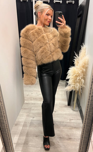 Bianca loðjakki - camel