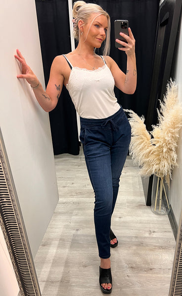 Rue HW string pants - medium blue