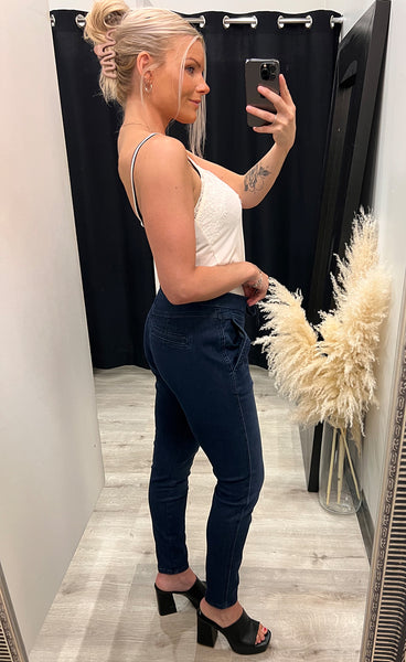 Rue HW string pants - medium blue