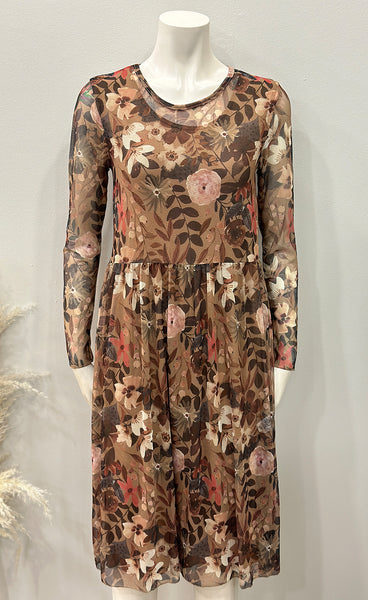Zoe kjóll - floral/taupe