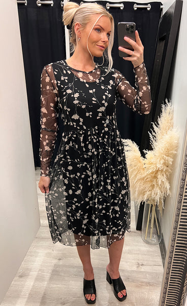 Zoe kjóll - blossom/black