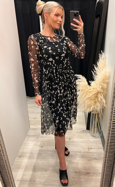 Zoe kjóll - blossom/black