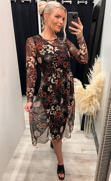 Zoe kjóll - floral/black