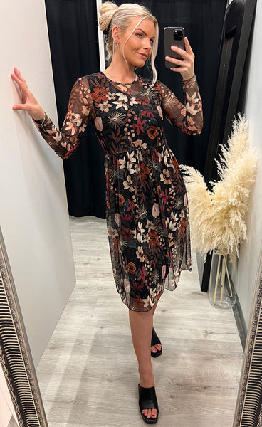 Zoe kjóll - floral/black