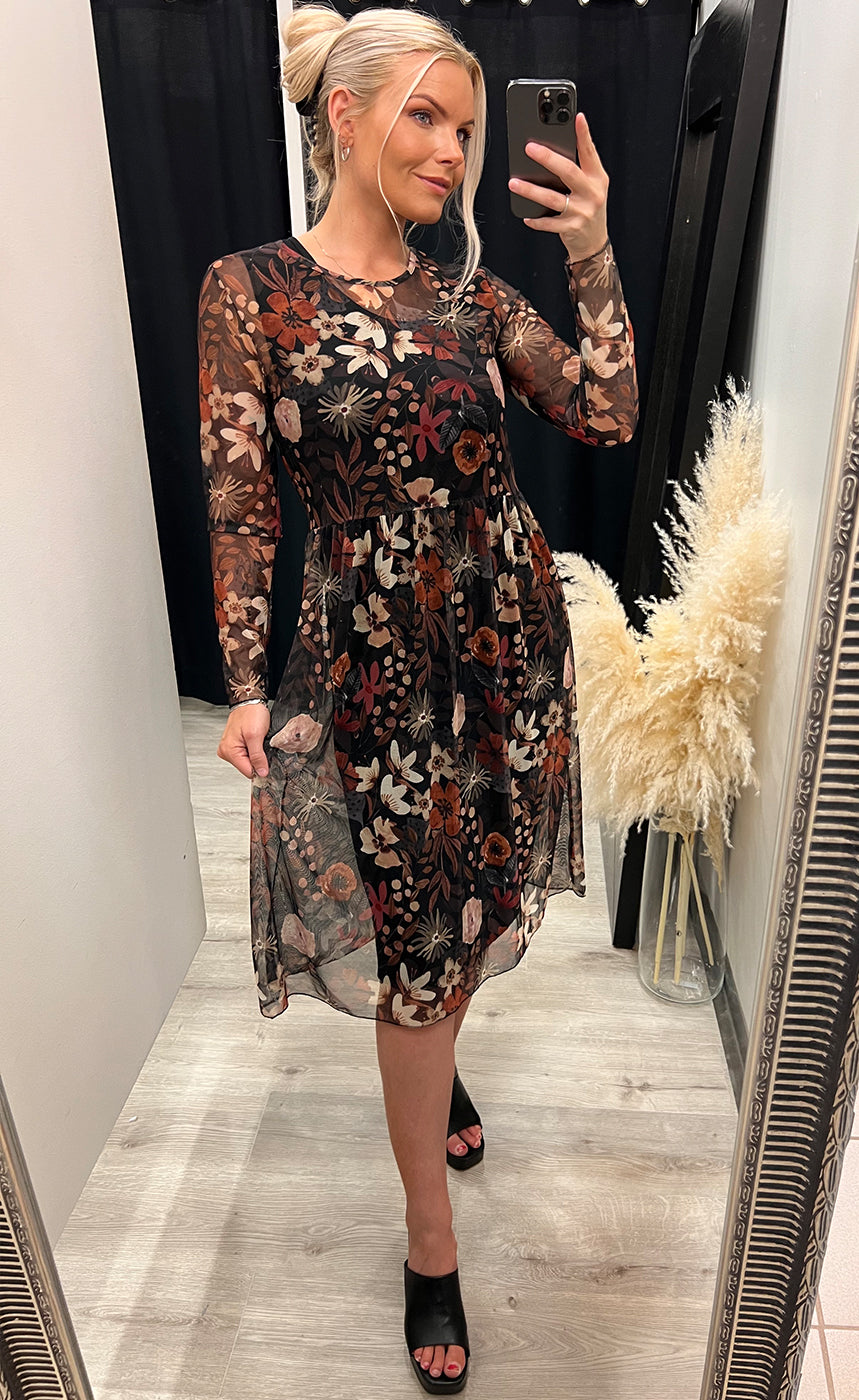 Zoe kjóll - floral/black