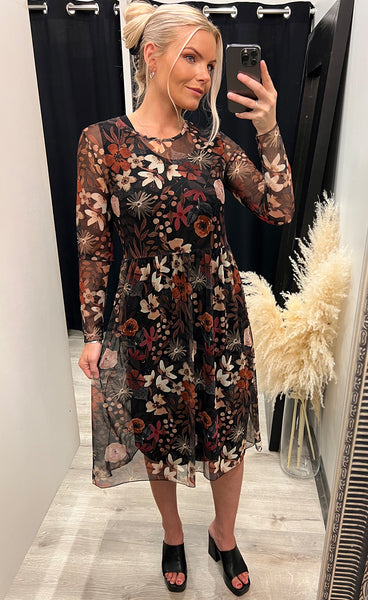 Zoe kjóll - floral/black