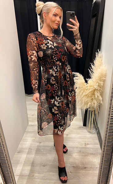 Zoe kjóll - floral/black