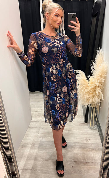 Zoe kjóll - floral/blue