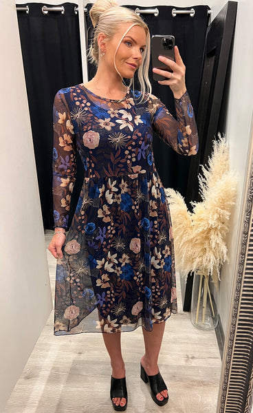 Zoe kjóll - floral/blue