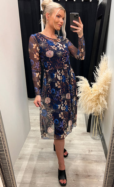 Zoe kjóll - floral/blue