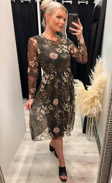 Zoe kjóll - floral/green