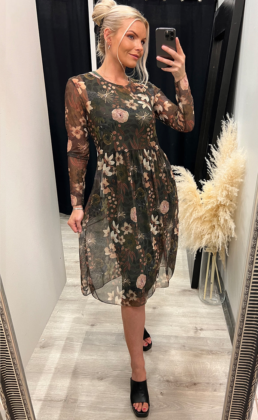 Zoe kjóll - floral/green