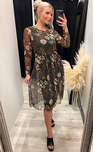 Zoe kjóll - floral/green