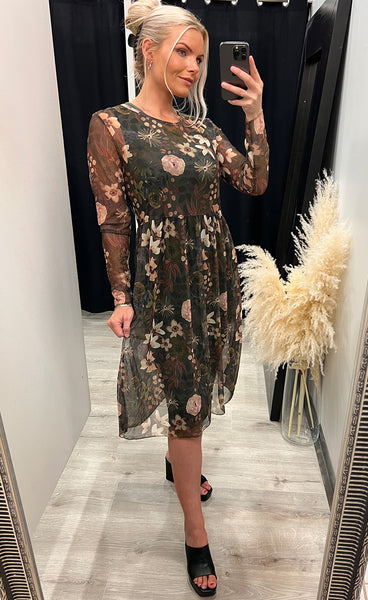 Zoe kjóll - floral/green
