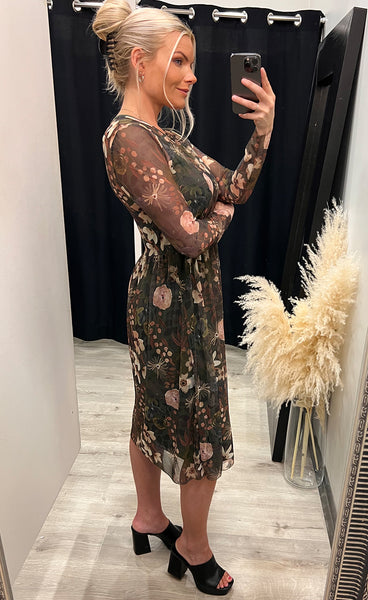 Zoe kjóll - floral/green