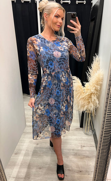 Zoe kjóll - floral/azure