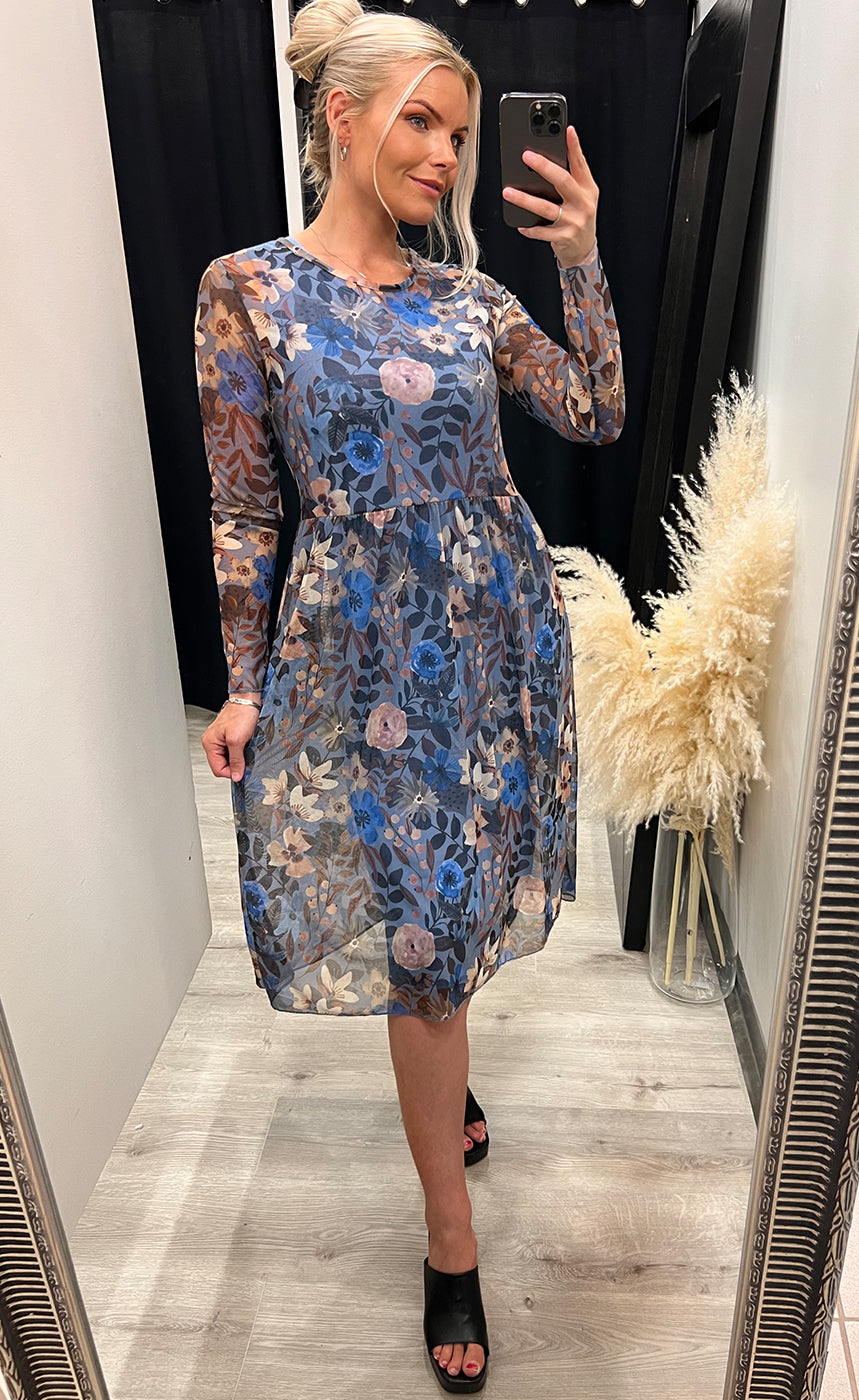 Zoe kjóll - floral/azure