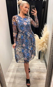 Zoe kjóll - floral/azure